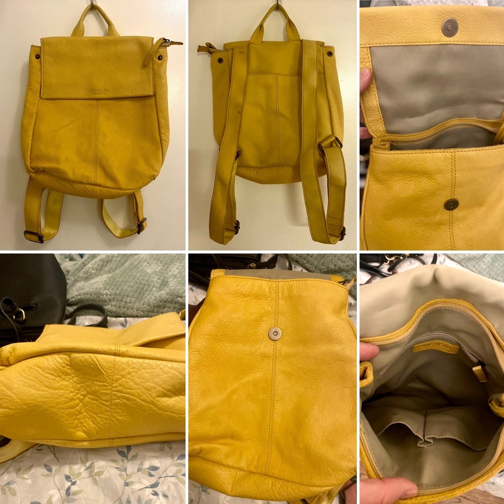 American Leather Co Yellow Backpack purse